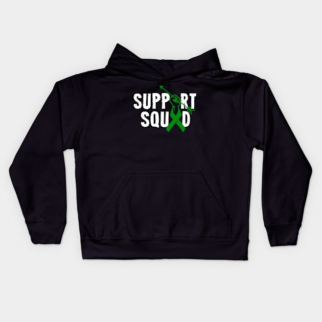 Support Squad Liver Cancer Awareness carcinoma green Ribbon Kids Hoodie by ArtedPool